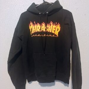 Thrasher Charcoal Hoodie with Fiery Logo Vintage Skater Top Size Medium Mens Uni